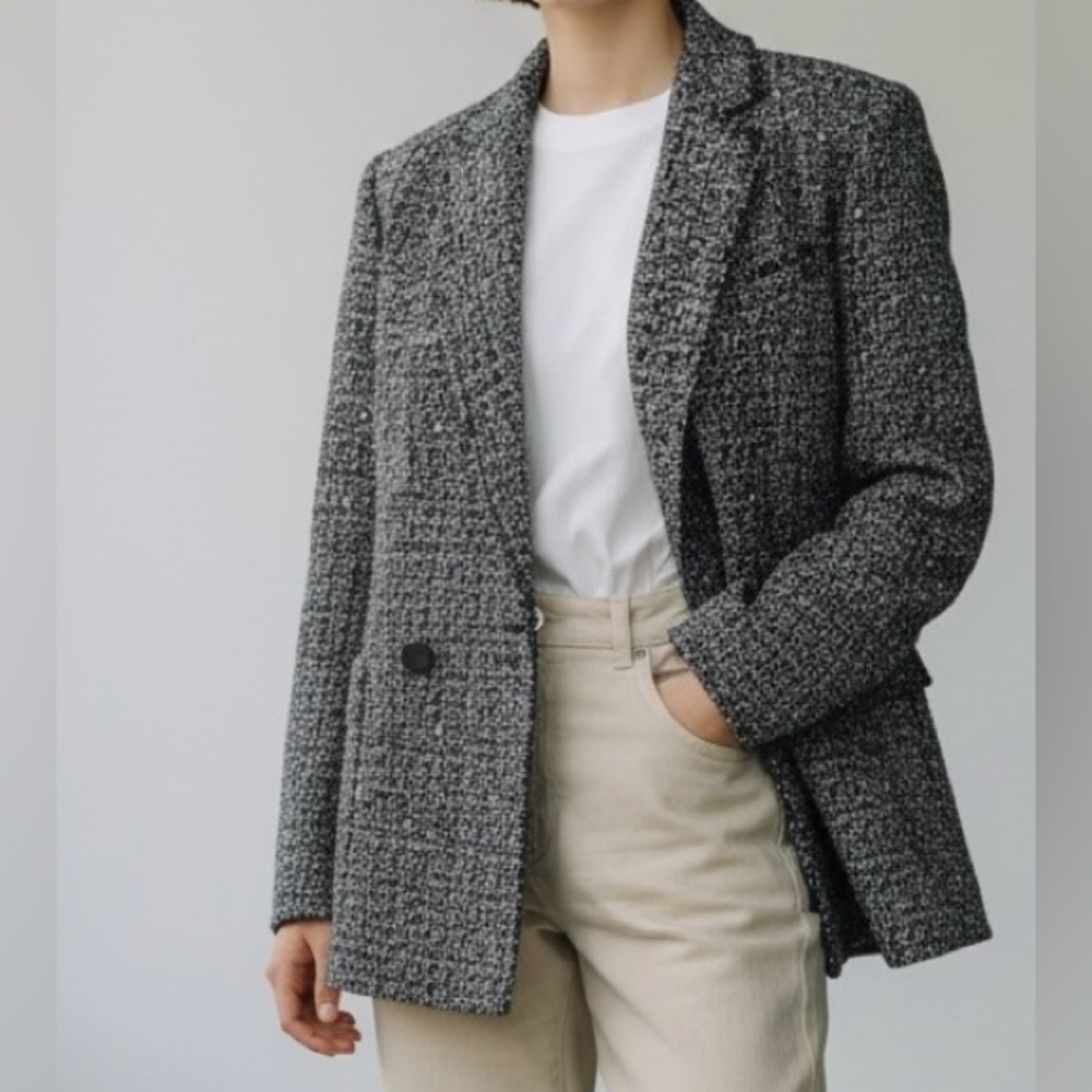 Theory Black and White Tweed Blazer - Picture 2 of 7